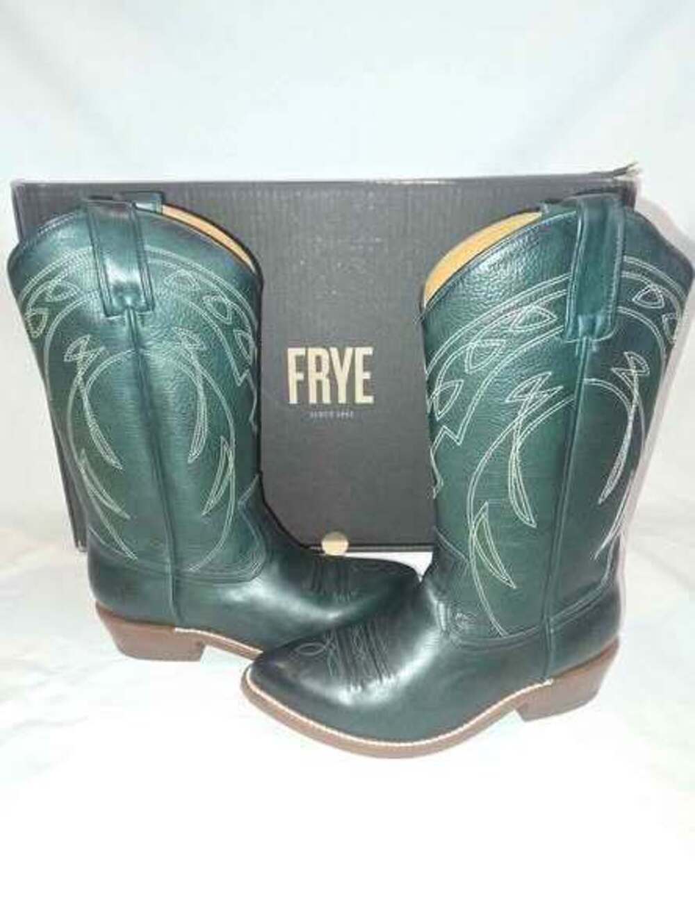 Frye Green Leather Cowboy Boots